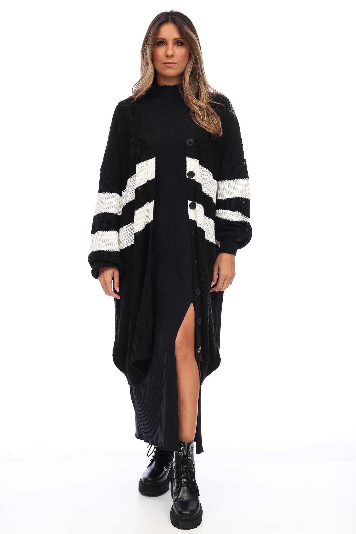 OVERSIZED STRIPPED CARDIGAN