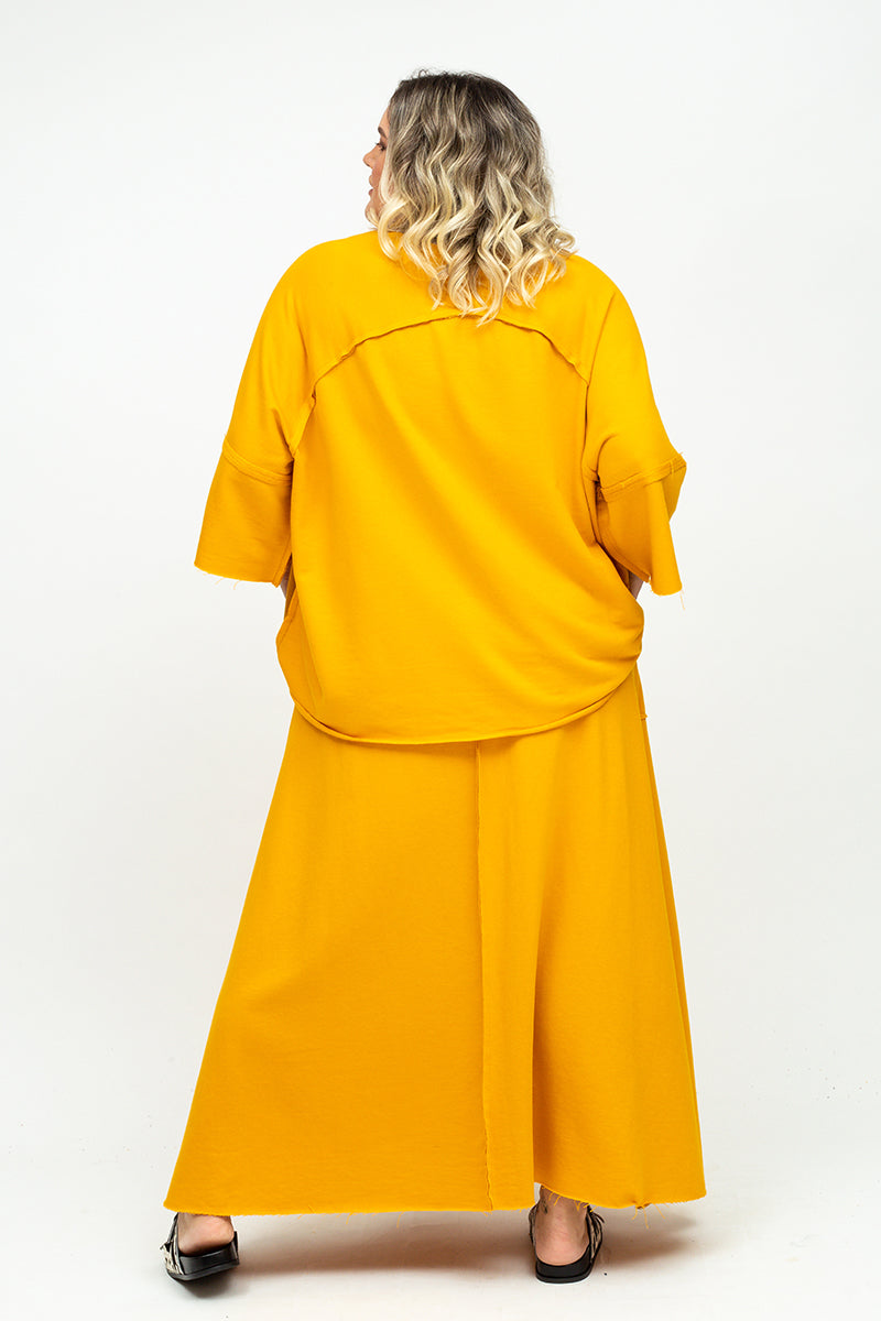 Mustard zipper skirt top