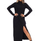 RIBBED SLIT DRESS