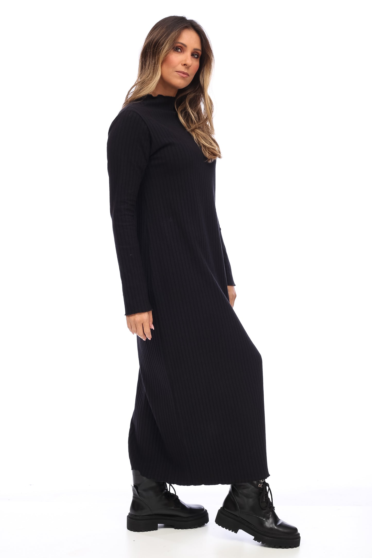 RIBBED SLIT DRESS