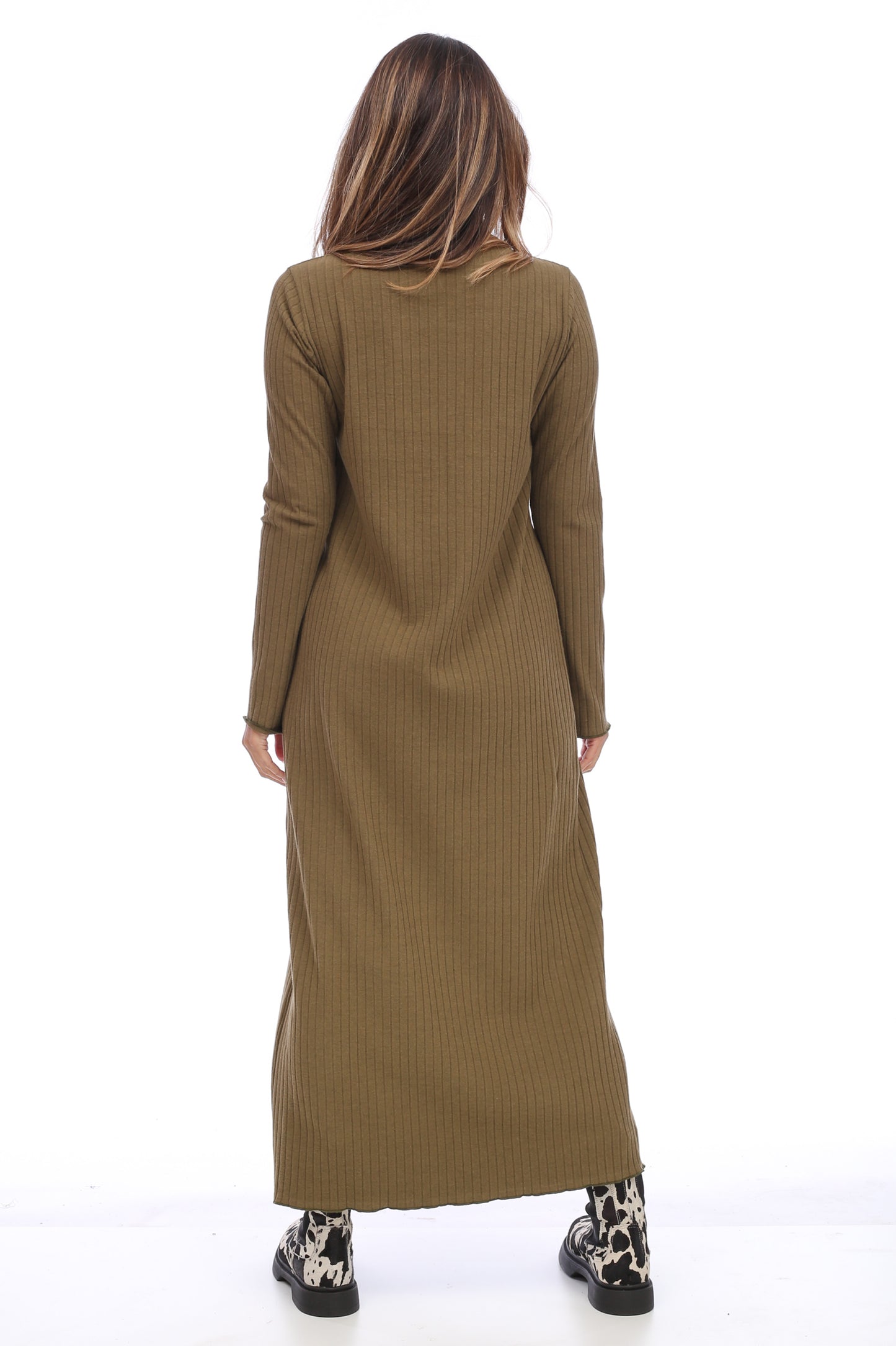 RIBBED SLIT DRESS