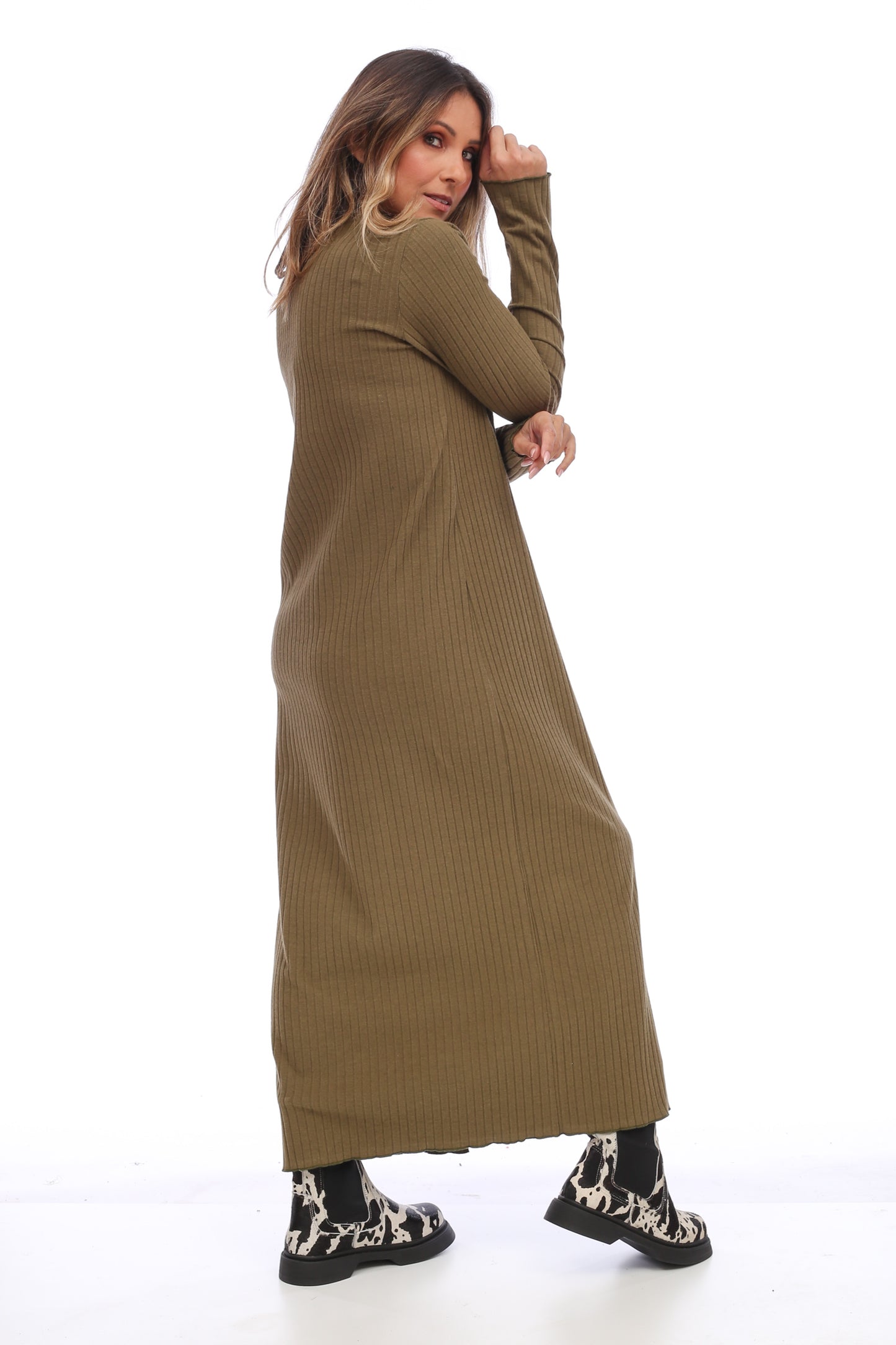 RIBBED SLIT DRESS