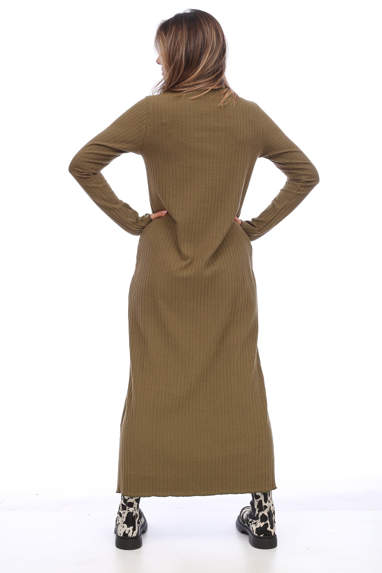RIBBED SLIT DRESS