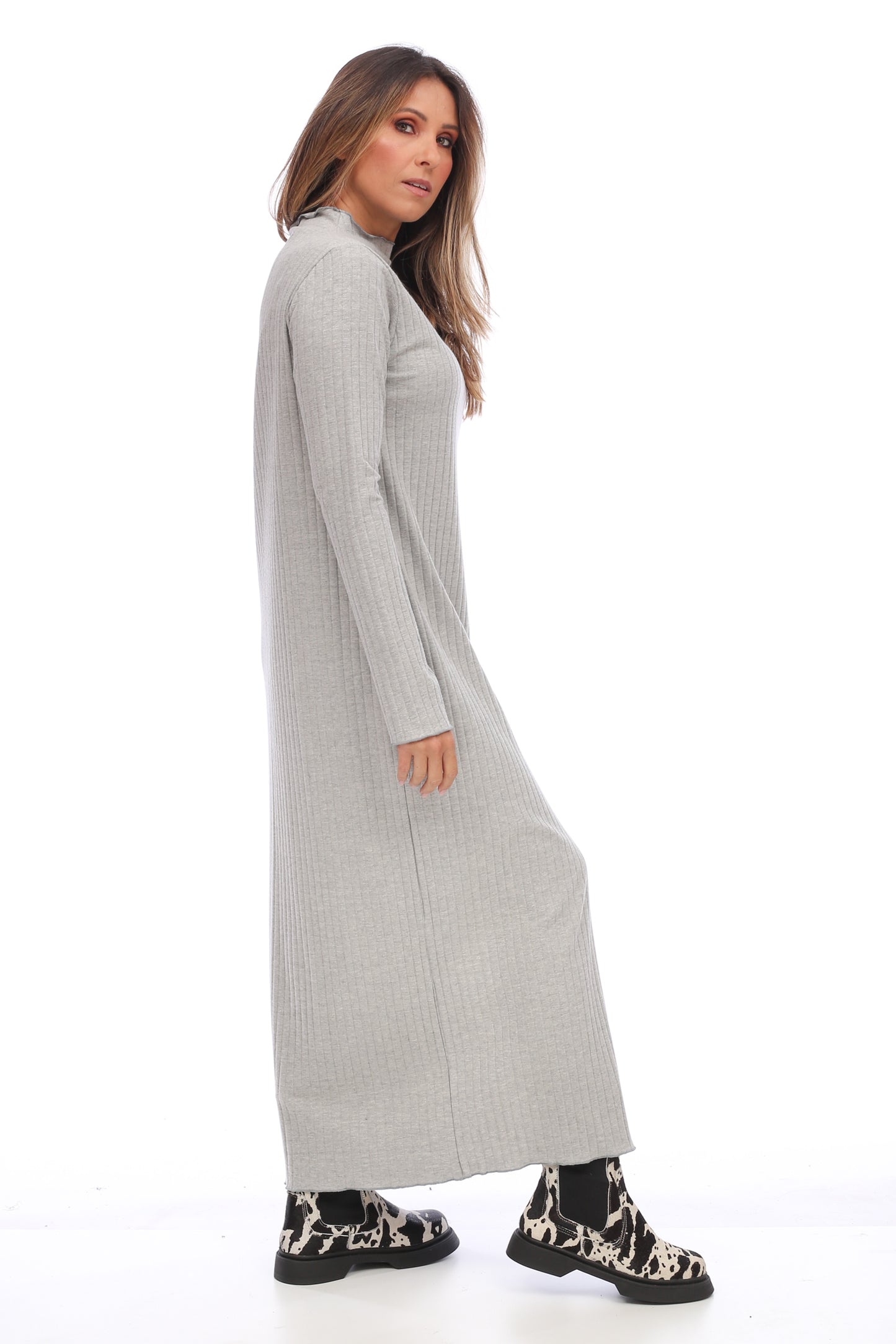 RIBBED SLIT DRESS