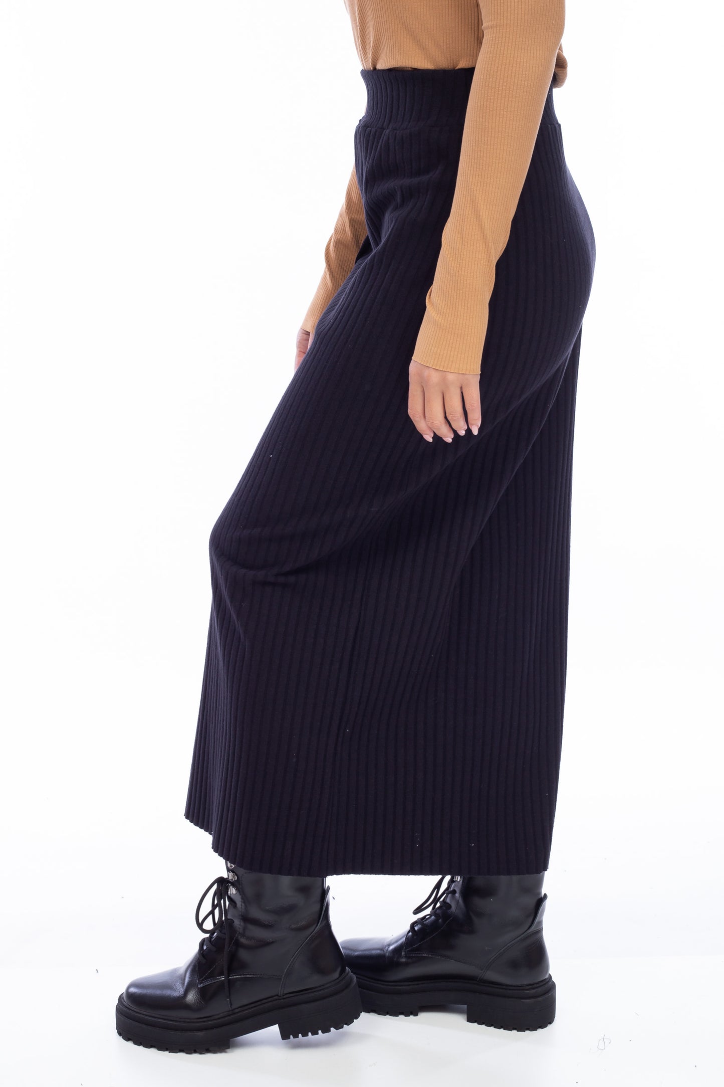 RIBBED SLIT SKIRT