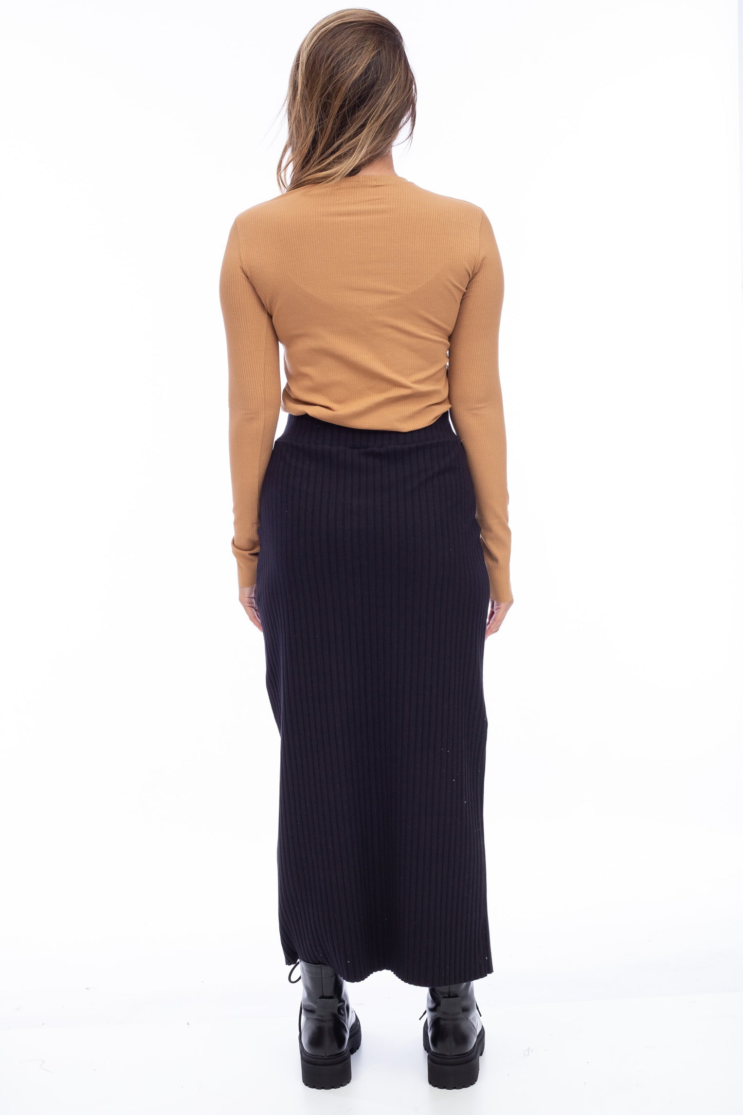 RIBBED SLIT SKIRT