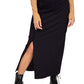 RIBBED SLIT SKIRT