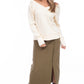 RIBBED SLIT SKIRT