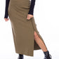 RIBBED SLIT SKIRT