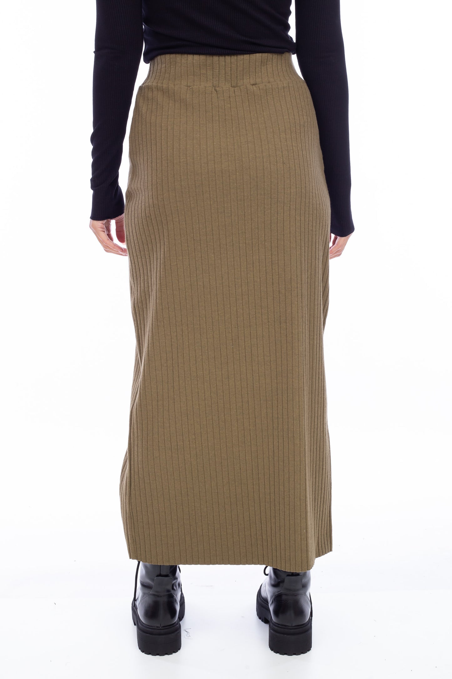 RIBBED SLIT SKIRT
