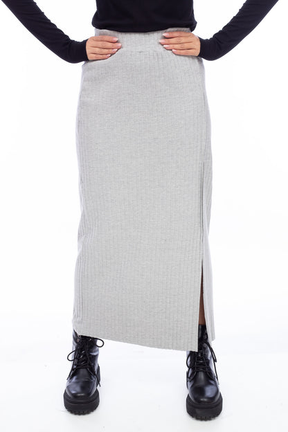 RIBBED SLIT SKIRT