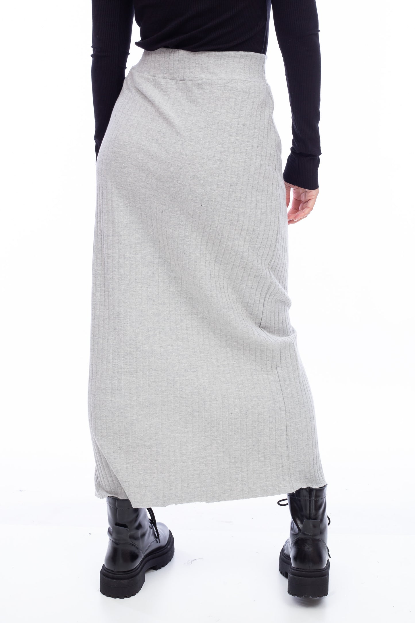 RIBBED SLIT SKIRT
