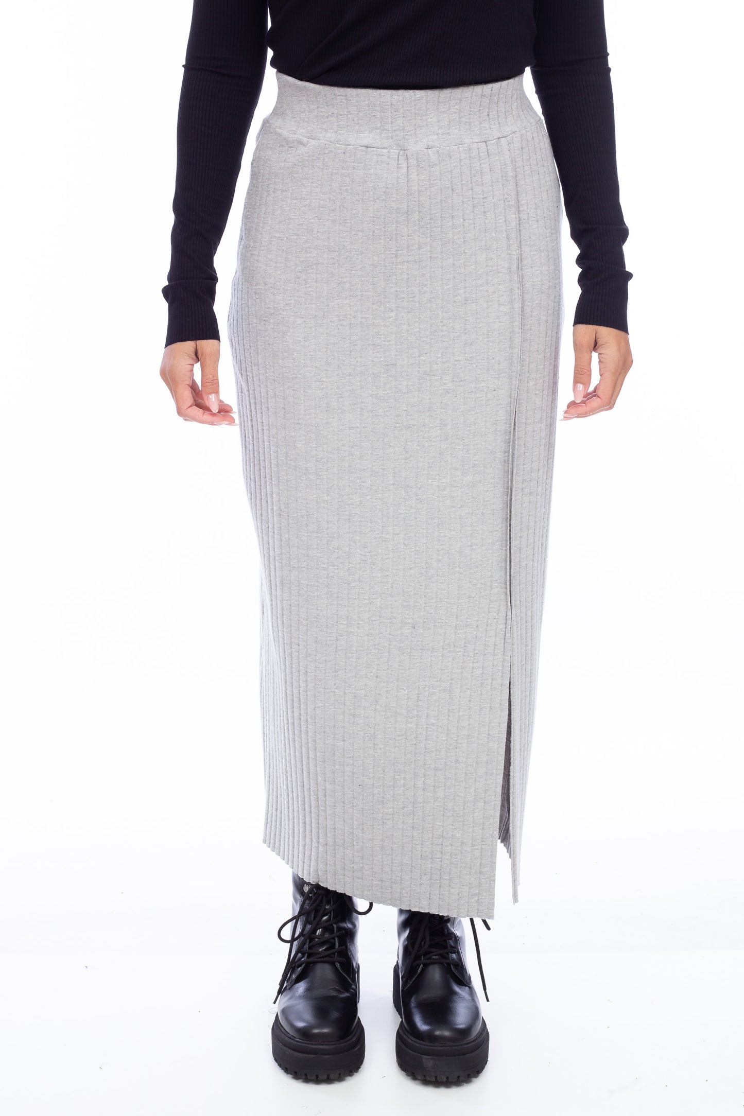 RIBBED SLIT SKIRT