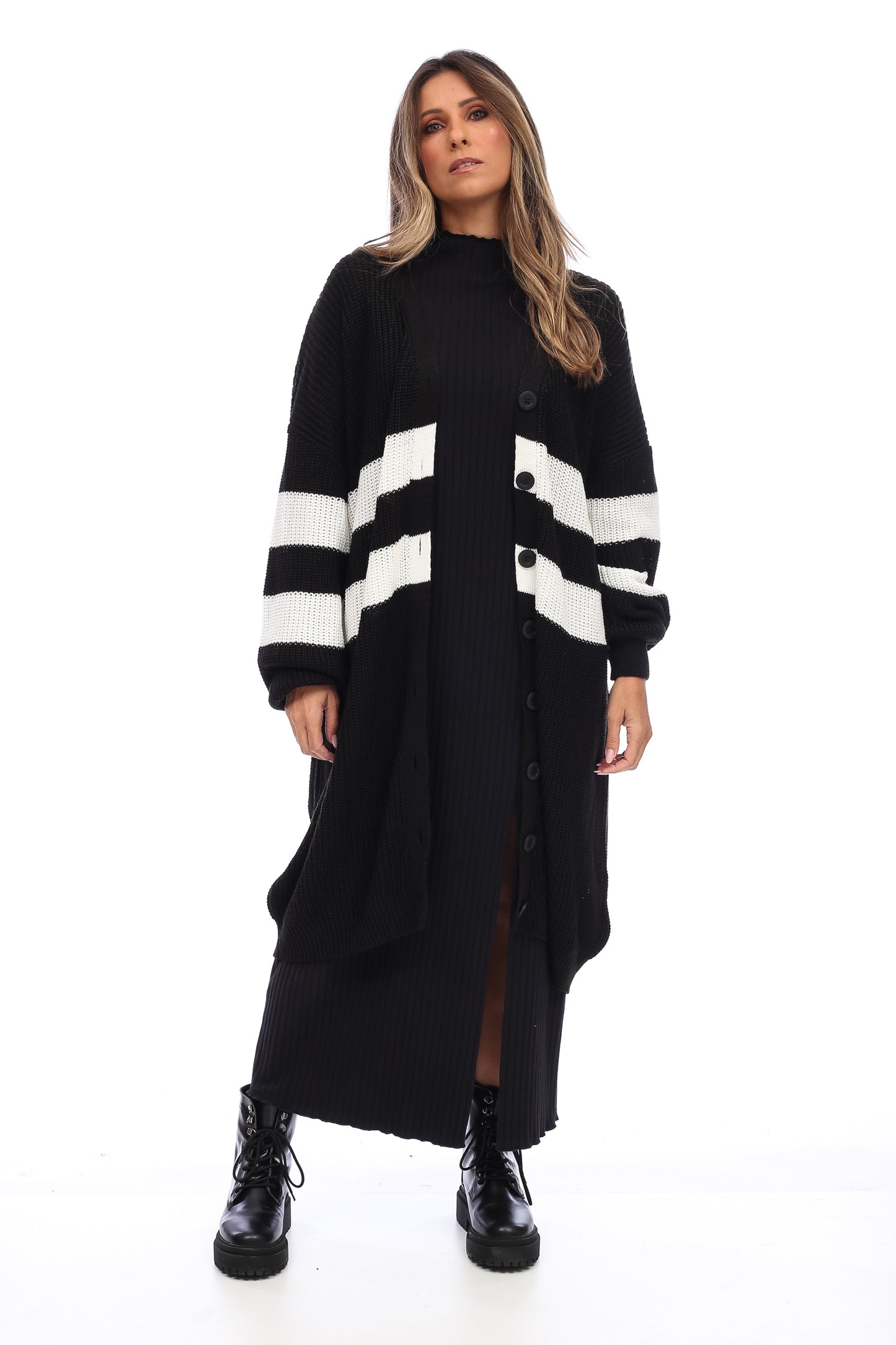 OVERSIZED STRIPPED CARDIGAN