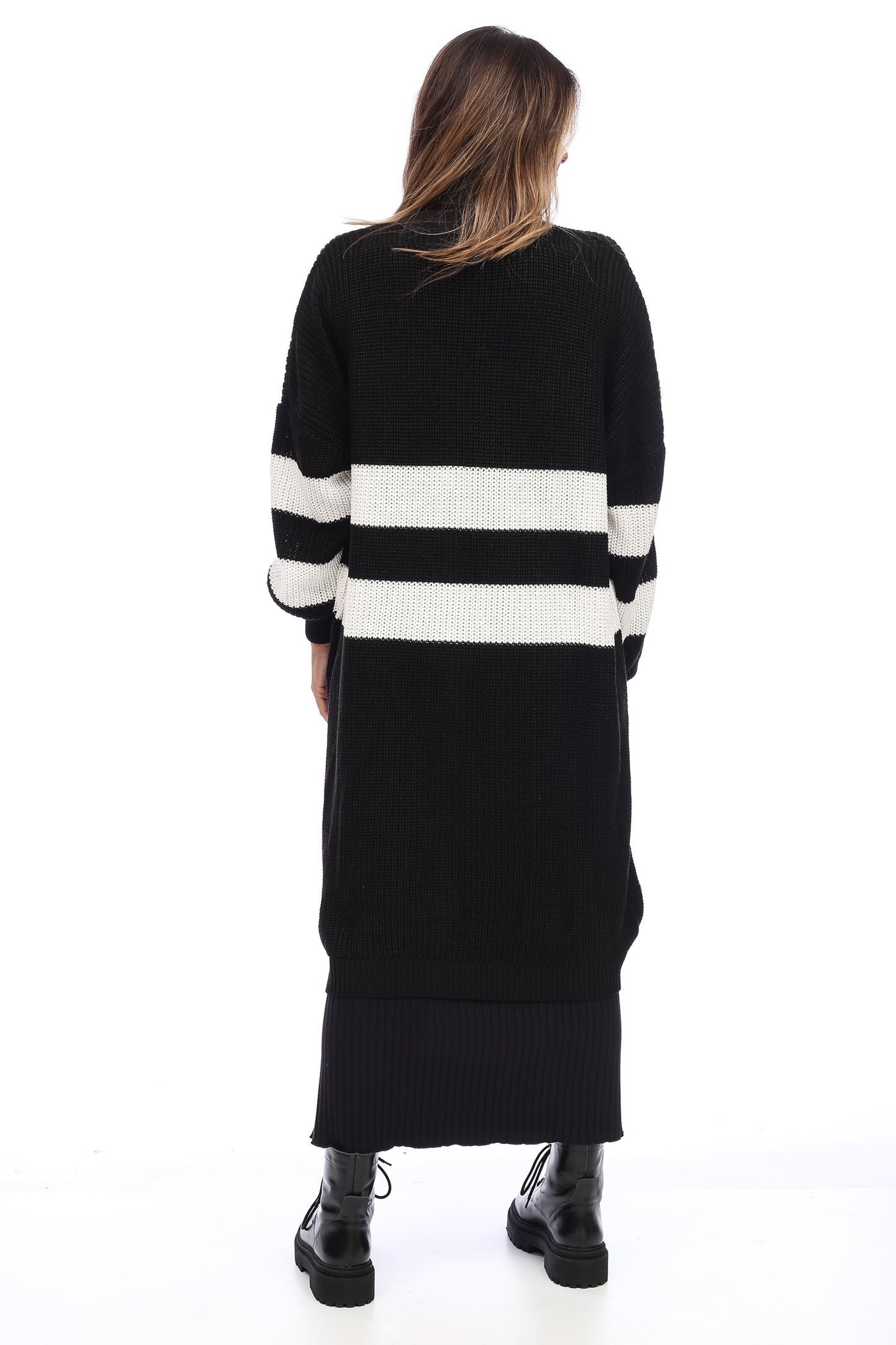 OVERSIZED STRIPPED CARDIGAN