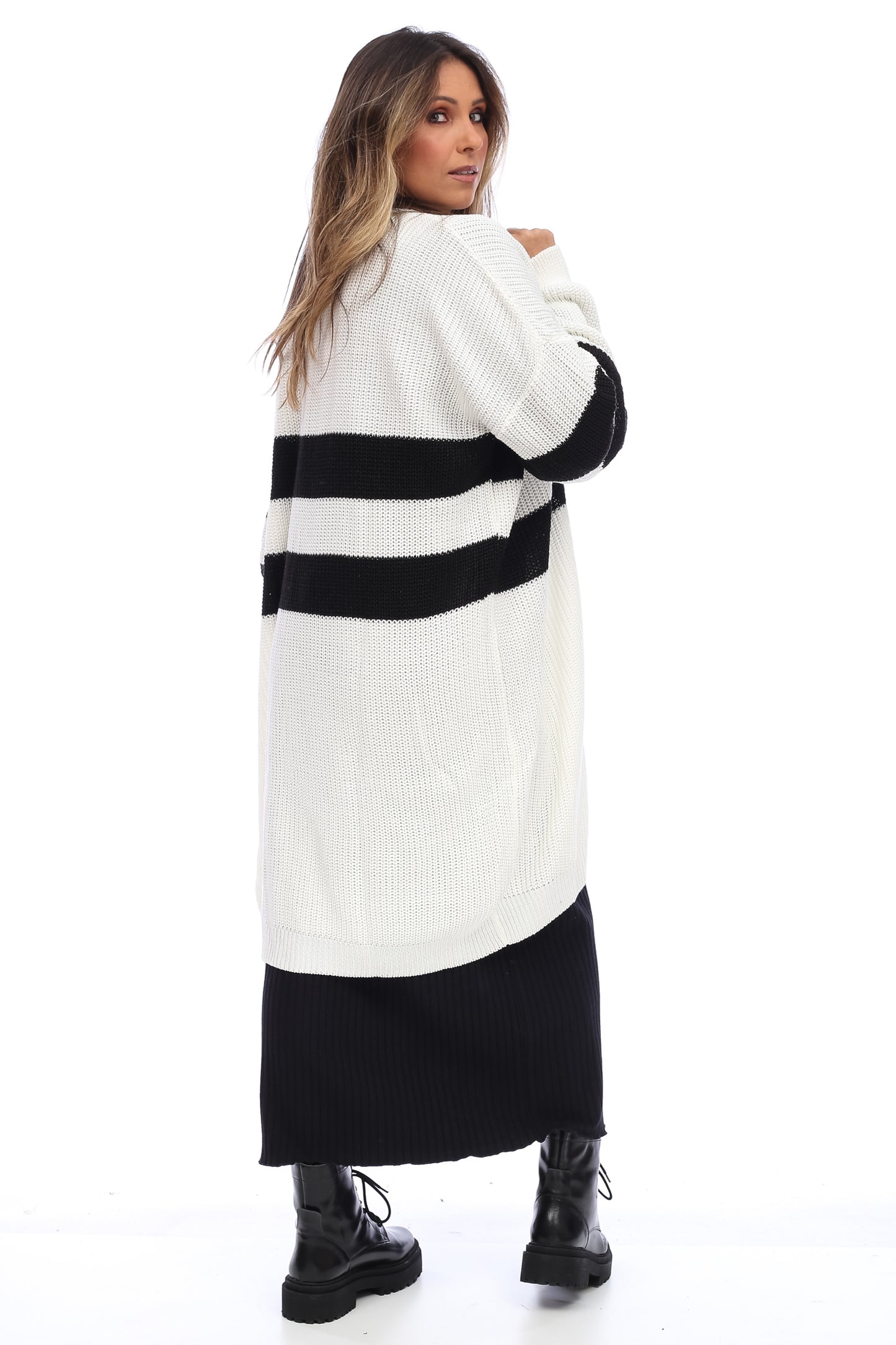 OVERSIZED STRIPPED CARDIGAN