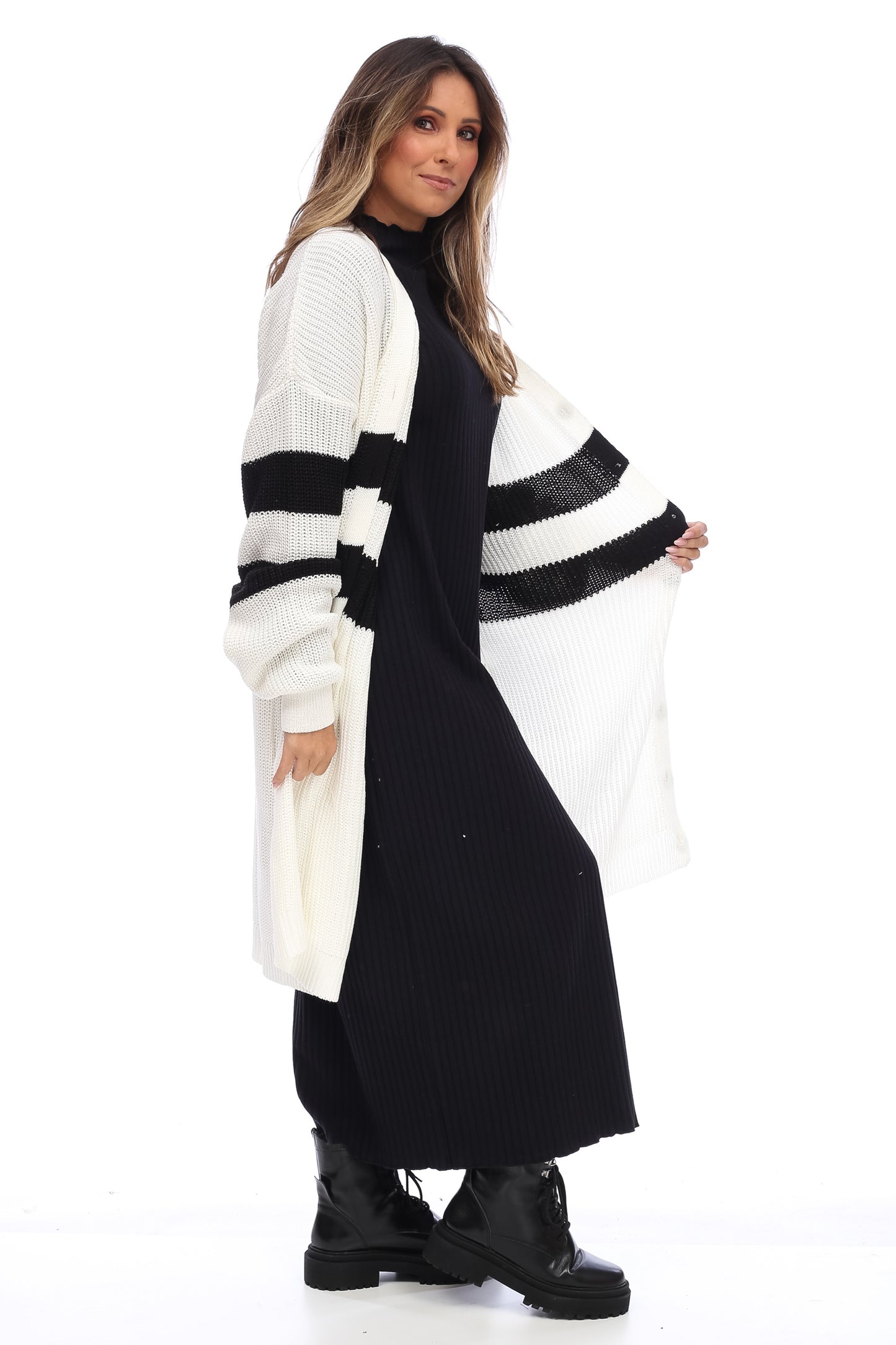 OVERSIZED STRIPPED CARDIGAN