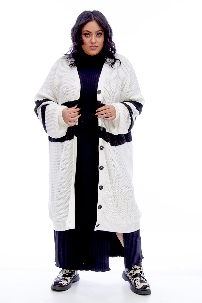 OVERSIZED STRIPPED CARDIGAN