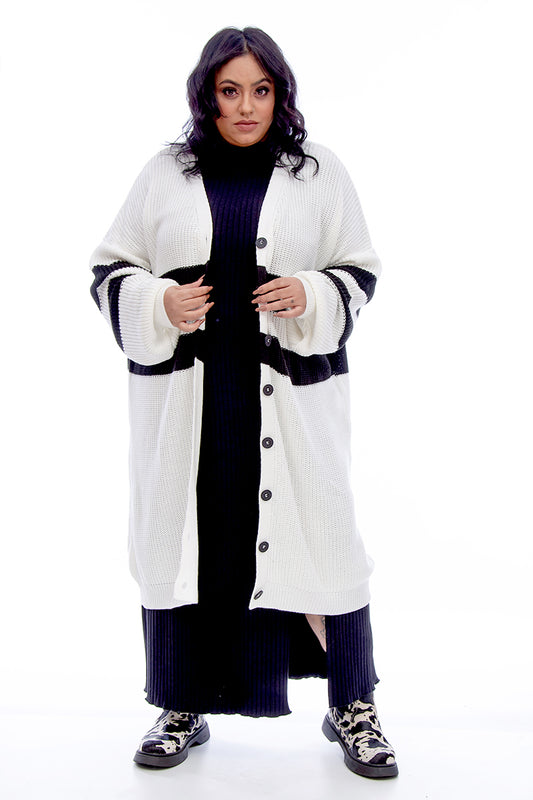OVERSIZED STRIPPED CARDIGAN